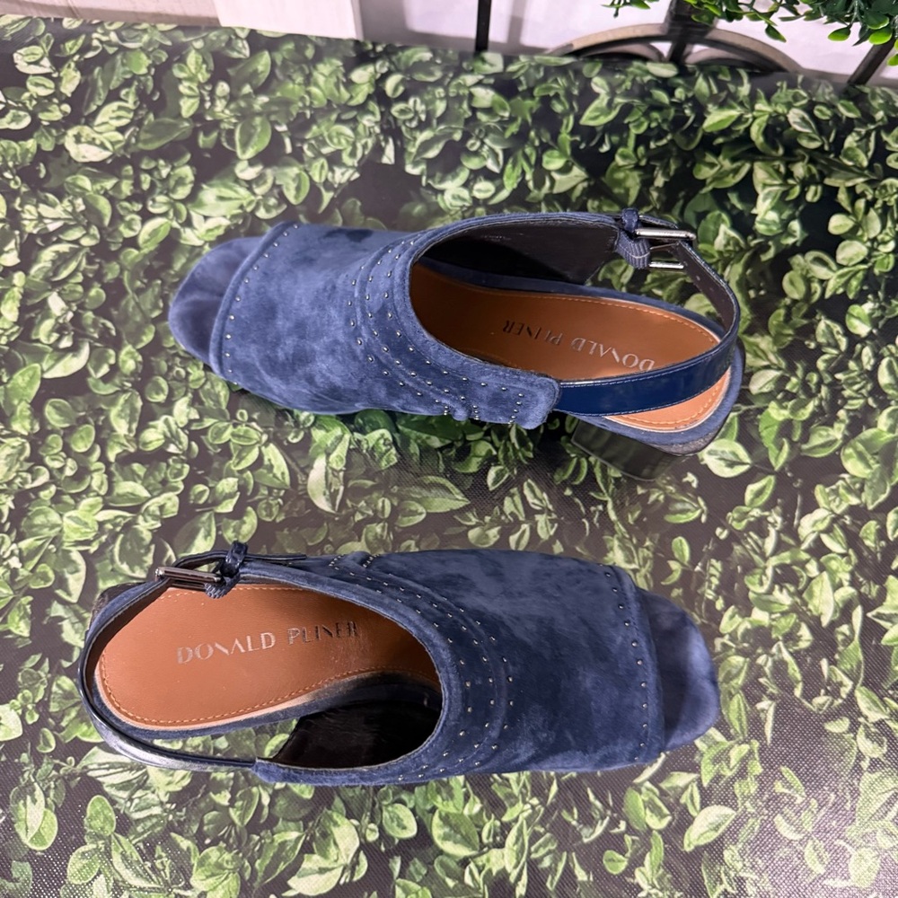 Donald J. Pliner Dark Blue Open-Toe Block Heels - Picture 12 of 14